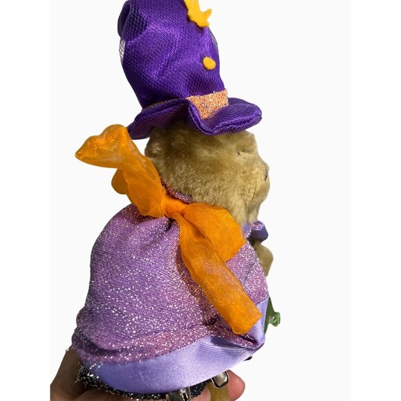Halloween Teddy Bear Plush With Purple Witch Outfit and Hat - Picture 9 of 10